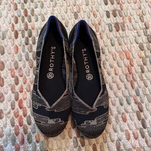 Rothy's Black and Rose Gold Flats